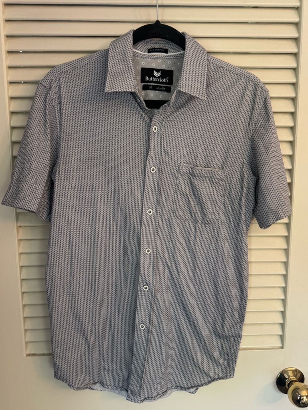 Buttercloth Men's Short-Sleeve Button-Up Shirt - Light Blue Microprint